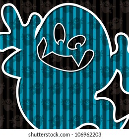 Ghost "Happy Halloween" card in vector format.