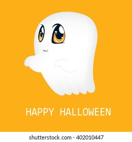 Ghost, happy halloween card. Vector