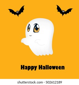 Ghost, happy halloween card. Vector