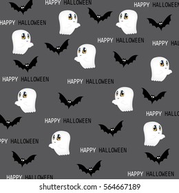 Ghost, happy halloween card. Vector
