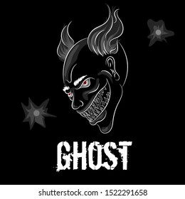 Ghost head with grin in vector, cartoon style