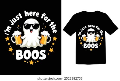 Ghost Holding Beer Mugs Halloween Party Shirt Design, vector illustration typographic t-shirt design,Halloween Beer Ghost Graphic for Party T-Shirts