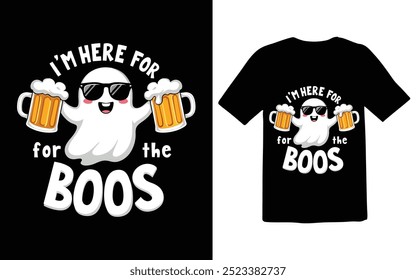 Ghost Holding Beer Mugs Halloween Party Shirt Design, vector illustration typographic t-shirt design,Halloween Beer Ghost Graphic for Party T-Shirts