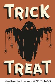 Ghost horror poster for halloween. Fear evil spirit or spectre for halloween design. Spooky phantom for dark haunted halloween party