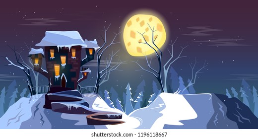 Ghost house cartoon vector. Halloween art 