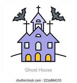 Ghost House and haunted house icon concept