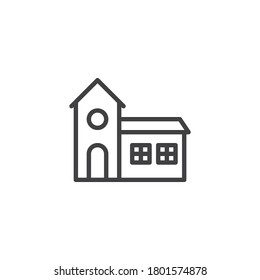 Ghost house line icon. linear style sign for mobile concept and web design. Halloween haunted house outline vector icon. Symbol, logo illustration. Vector graphics