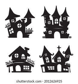 Ghost house vector. ghost castle silhouette for decorating Halloween cards