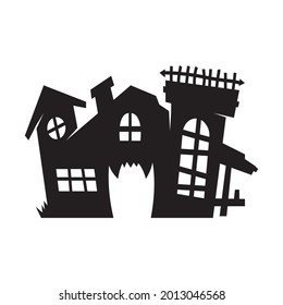 Ghost house vector. ghost castle silhouette for decorating Halloween cards