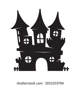 Ghost house vector. ghost castle silhouette for decorating Halloween cards