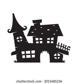 Ghost house vector. ghost castle silhouette for decorating Halloween cards