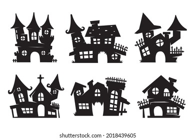 Vector de la casa fantasma. silueta de castillo fantasma para decorar tarjetas de Halloween