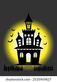 Ghost House vector illustration, Haunted House vector sign with creepy house, Haunted House isolated. Halloween poster design vector. Scary castle