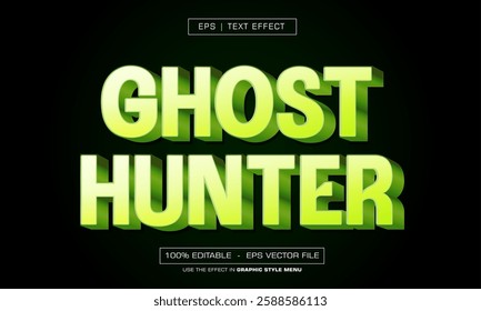 Ghost hunter text effect with a green 3D style