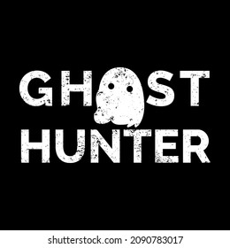 Ghost Hunter, White Ghost And Black Background, Text End Vector For Everything 