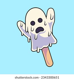 Ghost Ice Cream, Ghost Lolipop Candy, Ghost Melt, Cute Ghost