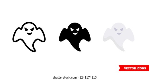 Ghost icon of 3 types: color, black and white, outline. Isolated vector sign symbol.