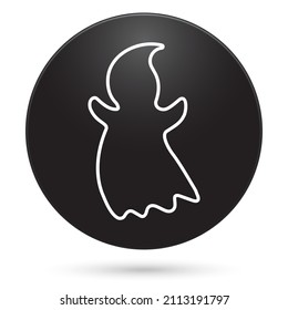 ghost icon, black circle button, vector illustration.