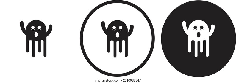 ghost icon black outline for web site design 
and mobile dark mode apps 
Vector illustration on a white background