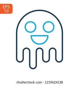 ghost icon cartoon character, cute halloween logo or symbol, vector illustration
