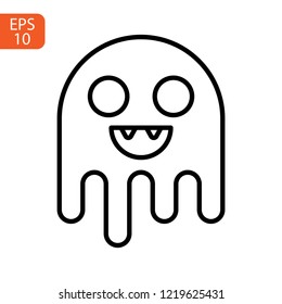 ghost icon cartoon character, cute halloween logo or symbol, vector illustration