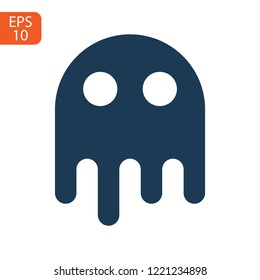 ghost icon cartoon character, cute halloween logo or symbol, vector illustration