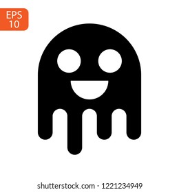 ghost icon cartoon character, cute halloween logo or symbol, vector illustration