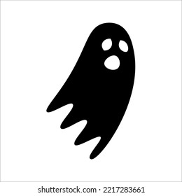 ghost icon cartoon character, cute halloween logo or symbol, vector illustration on white background. EPS 10