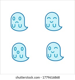 Colección de caracteres de iconos fantasma Vector de ilustración de diseño plano
