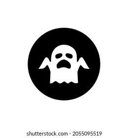 Ghost icon circle black background color editable. Halloween icon