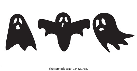 Ghost icon cute cartoon character,  halloween logo or symbol, Vector illustration EPS10