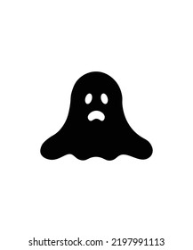 Ghost icon cute cartoon character, Halloween logo or symbol, Vector illustration  isolated on white
