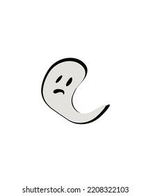 Ghost icon cute cartoon character, Halloween logo or symbol, Vector illustration isolated on white background. line art vector. outline vector.