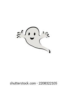 Ghost icon cute cartoon character, Halloween logo or symbol, Vector illustration isolated on white background. line art vector. outline vector.