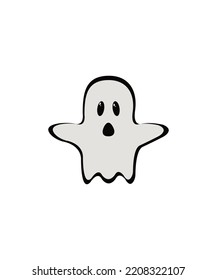 Ghost icon cute cartoon character, Halloween logo or symbol, Vector illustration isolated on white background. line art vector. outline vector.