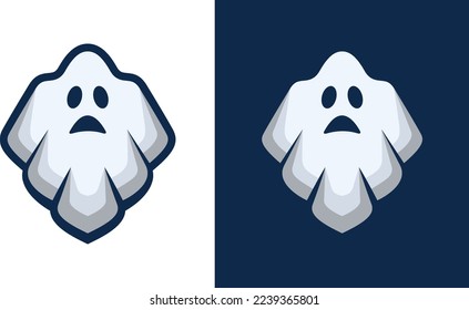 Ghost icon with cute funny cartoon spooky, scary, happy and funny faces. Vector illustration Design