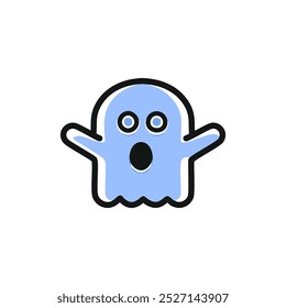 Ghost icon. Cute horror character. Vector illustration.