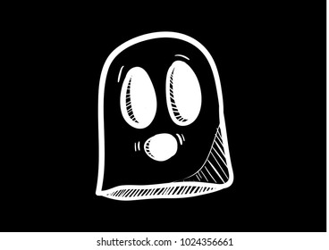 ghost icon doodle flat black vector