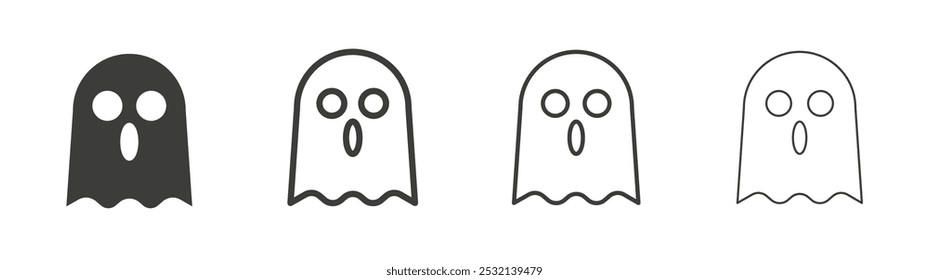 Ghost icon in fill and three stroke sizes