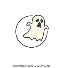 Icono de fantasma para el logotipo de Halloween. Mascota fantasma divertido para truco o trato o decoración de Halloween.