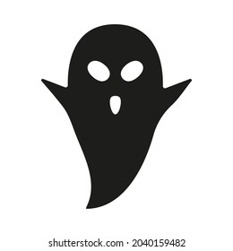 Ghost icon. Halloween party character. Creepy horror symbol. Vector isolated on white