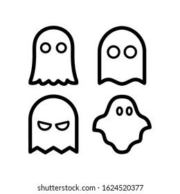 Ghost icon, halloween vector design trendy, Emotion Variation. Simple flat style design elements. Creepy horror images.