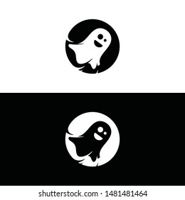 ghost icon isolated on black and white backgrounds. Halloween symbol. Spooky logo