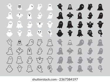 Ghost Icon Isolated on Black and White Backgrounds.