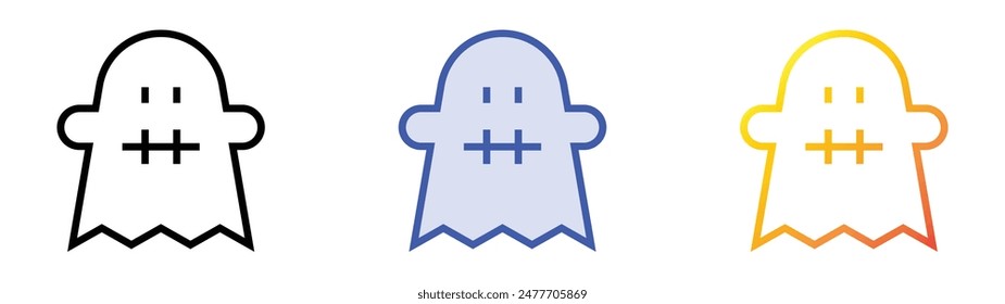 ghost icon. Linear, Blue Fill and Gradient Style Design Isolated On White Background