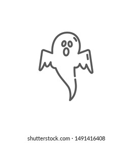 Ghost icon in linear style on white background. Editable stroke. Vector illustration.