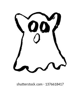 Ghost icon. Modern grunge dry brush vector illustration.