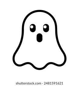 Ghost icon or modern line symbol. Vector line art and icon design with bold outline. Black and white Pixel Perfect minimalistic symbol isolated white background. Silhouette simple thin sign