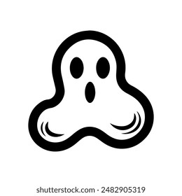 Ghost icon or modern line symbol. Vector line art and icon design with bold outline. Black and white Pixel Perfect minimalistic symbol isolated white background. Silhouette simple thin sign