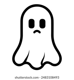 Ghost icon or modern line symbol. Vector line art and icon design with bold outline. Black and white Pixel Perfect minimalistic symbol isolated white background. Silhouette simple thin sign